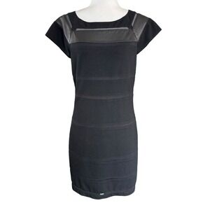 Diane Von Furstenberg Womens Body Con Dress Black Leather Accents Size 8